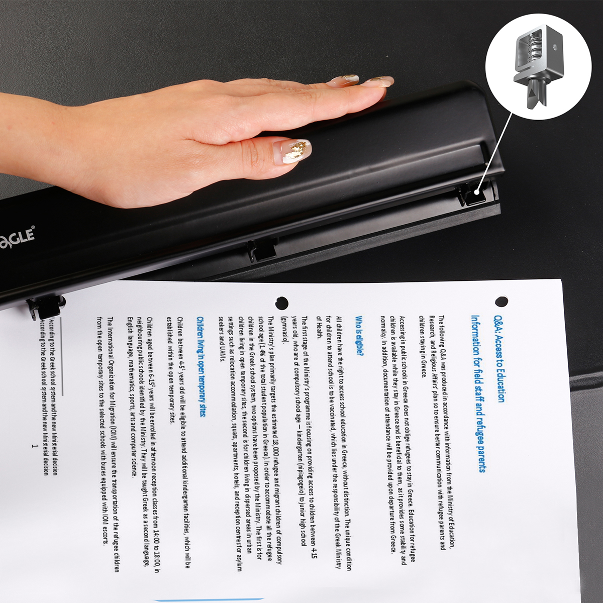 agle 4 Hole Paper Punch Used on Paper