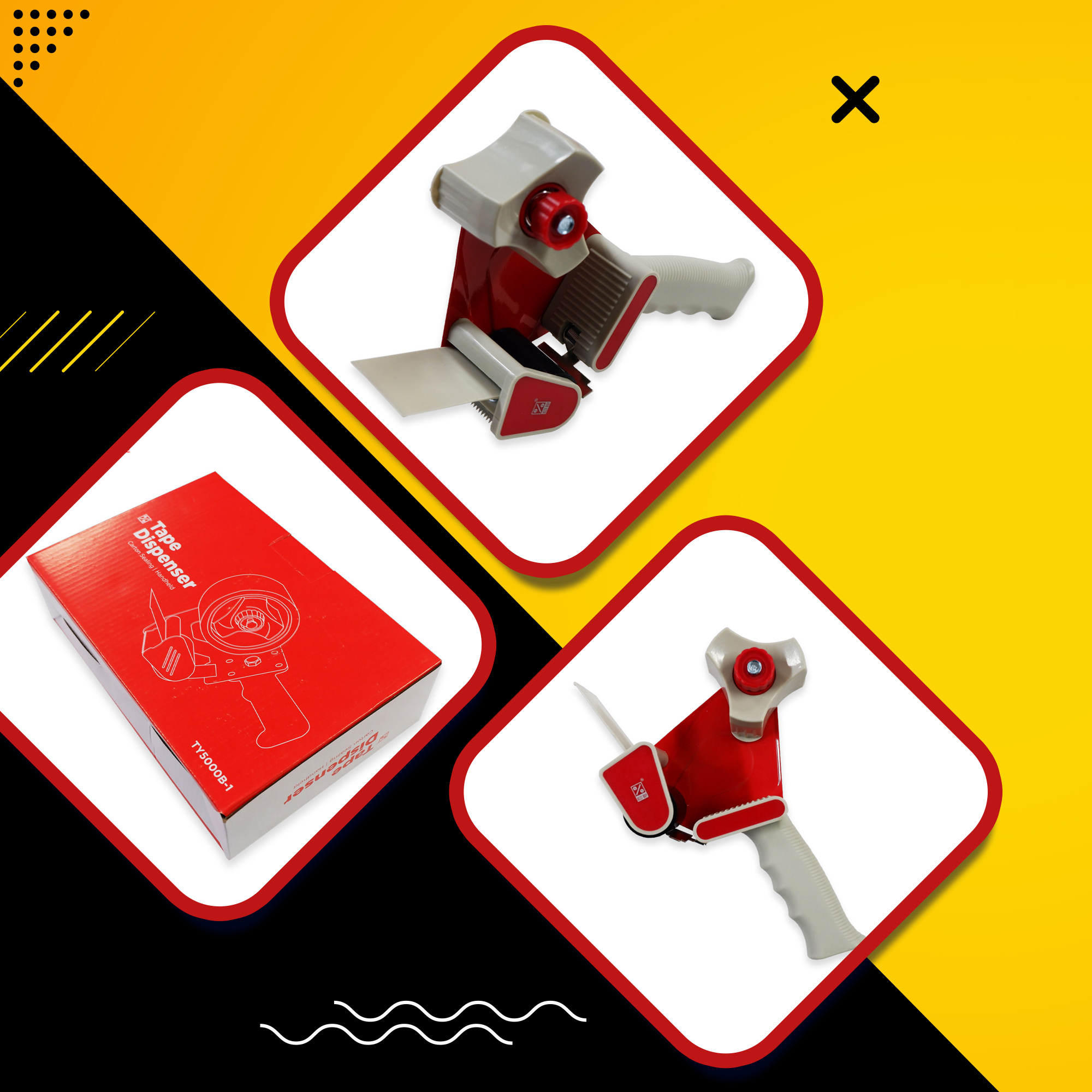 EAGLE TY5000B Hand Held Heavy Duty Big Size Carton Tape Dispenser No-slip Jumbo Tape Dispenser