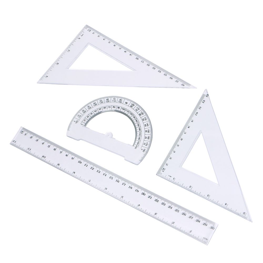 Eagle TYR7010L Math Geometry Tools, 4 Pieces-Set, Includes Linear Ruler, Protractor for Student Drawing and Drafting
