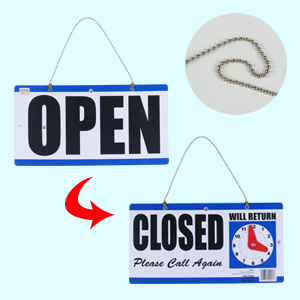 Eagle TYPS003 Open and Closed Sign, Plastic, with Hanging Chain, Dual Sides with Will Return Clock, 6 x 11.5-Inches