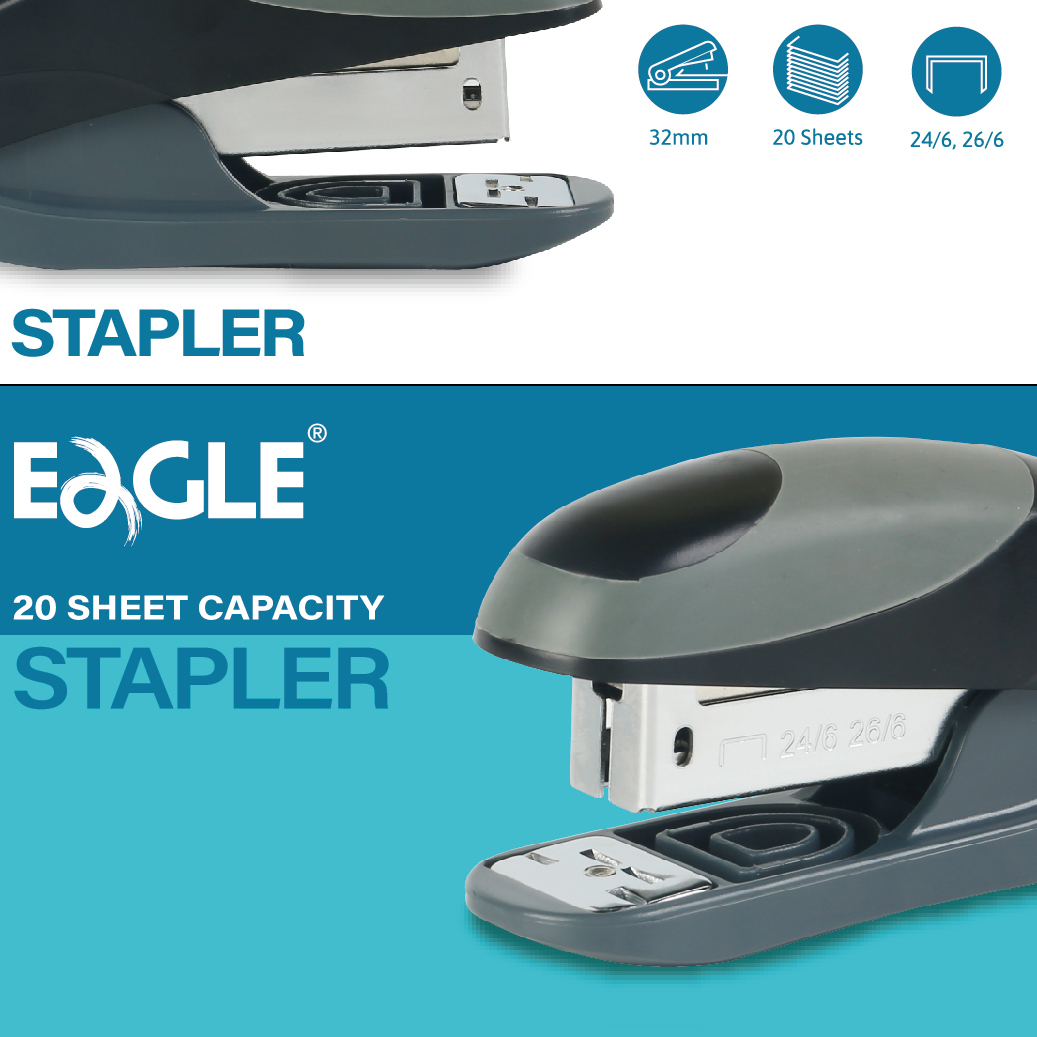 Eagle S5131B Desktop 24/6 26/6 Plastic Staplers Stationery Standard 20 Sheets Staple Machine