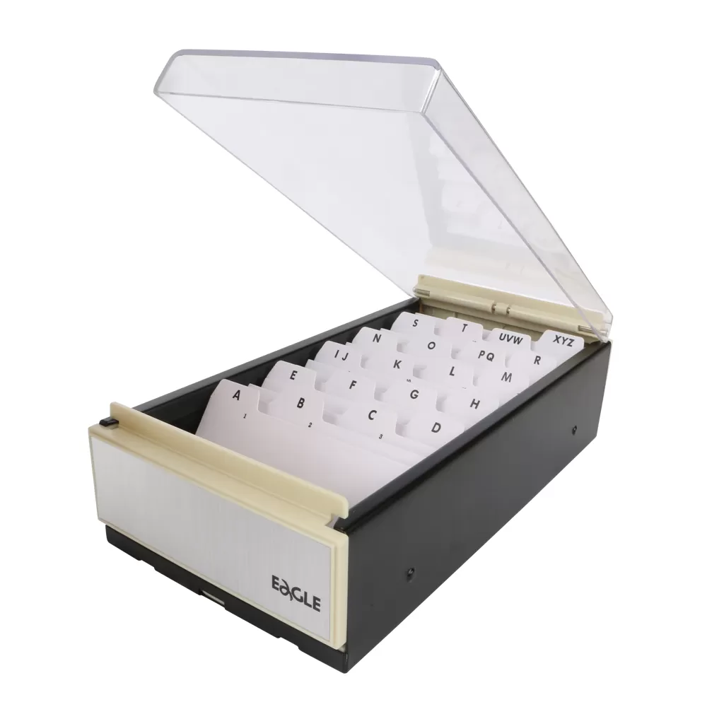 Eagle 818M Business Card Holder 4 1/4" x 8 1/4" x 2 1/2" Storage up to 600 Cards Name Card Box