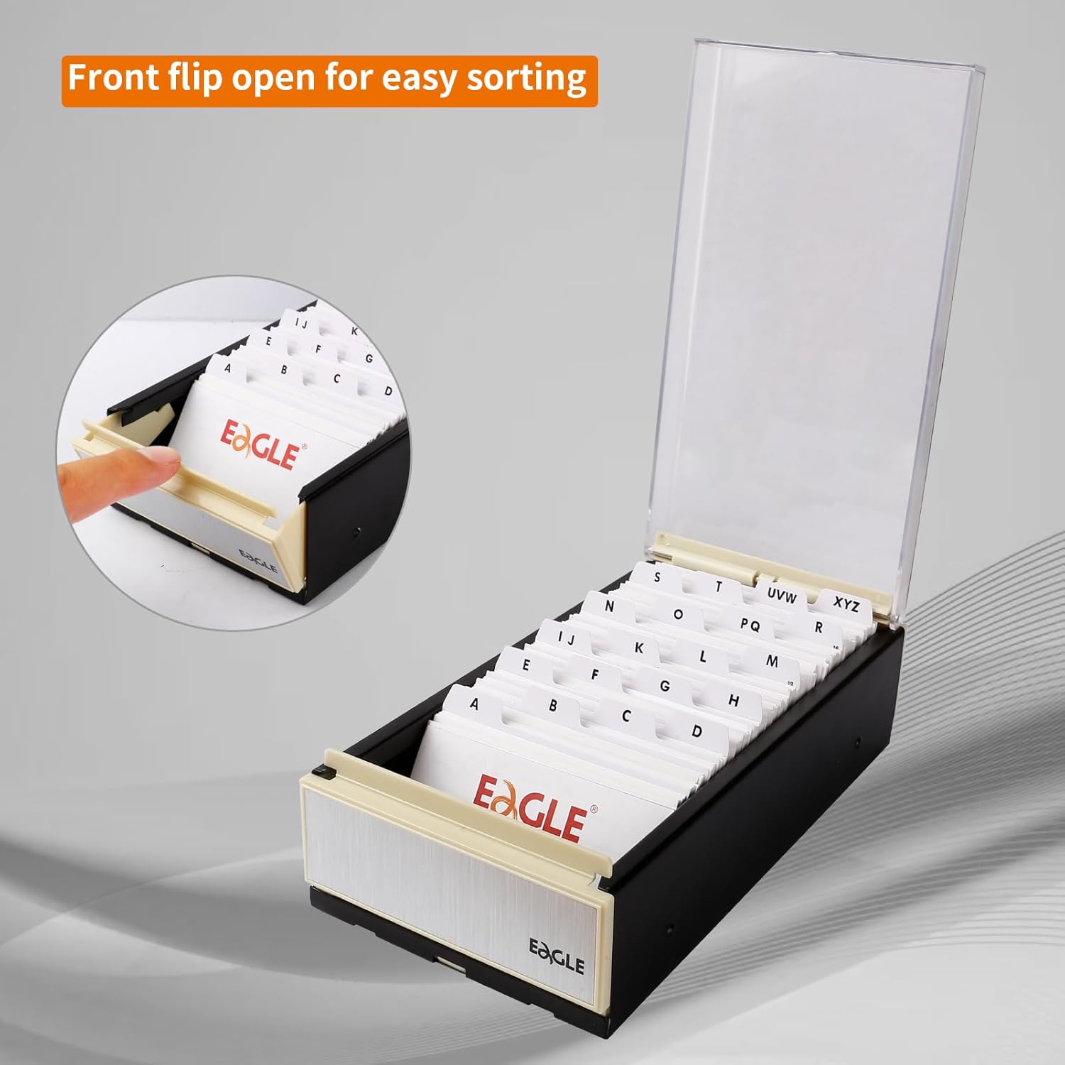 Eagle 818M Business Card Holder 4 1/4" x 8 1/4" x 2 1/2" Storage up to 600 Cards Name Card Box