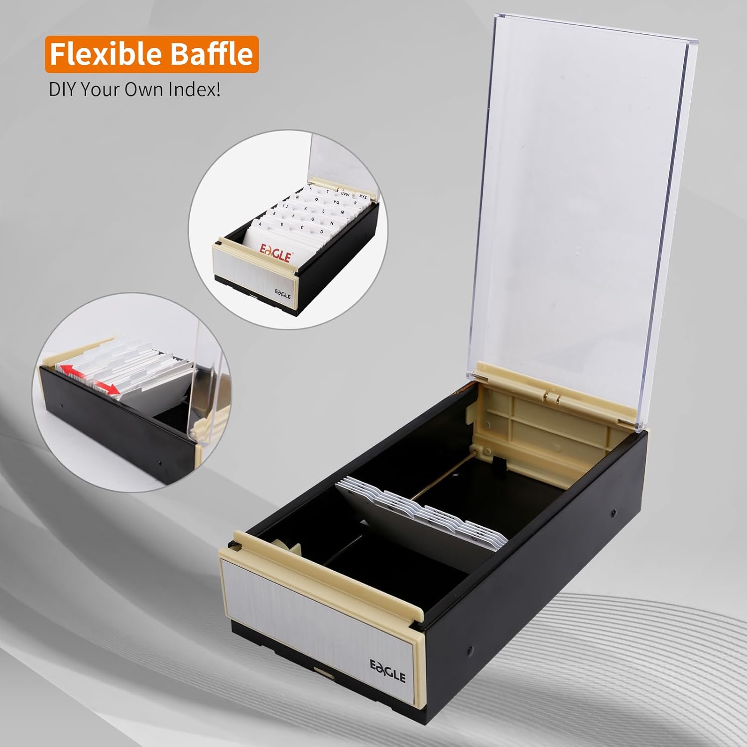 Eagle 818M Business Card Holder 4 1/4" x 8 1/4" x 2 1/2" Storage up to 600 Cards Name Card Box