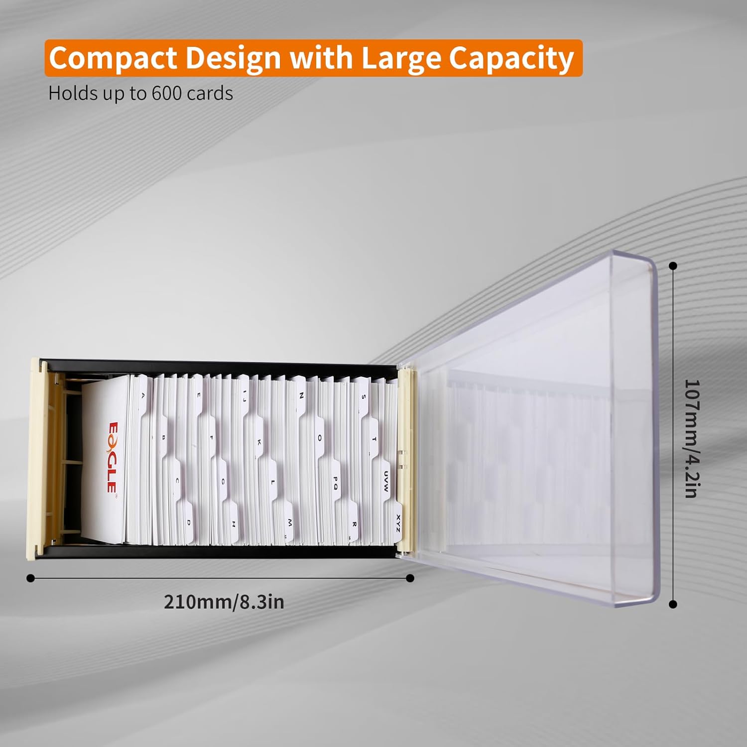 Eagle 818M Business Card Holder 4 1/4" x 8 1/4" x 2 1/2" Storage up to 600 Cards Name Card Box