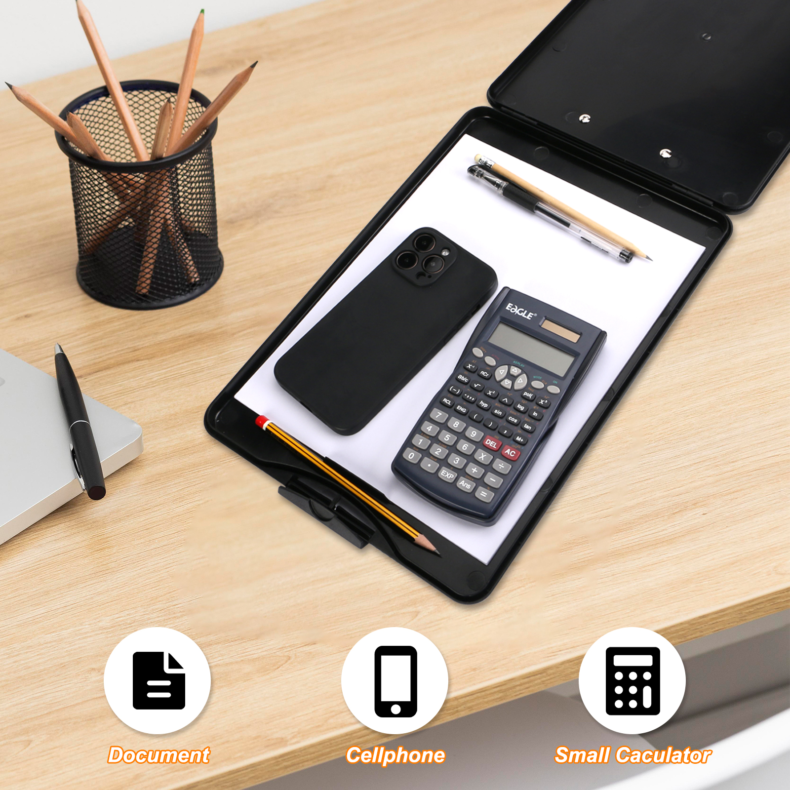 Eagle F5144 Multi-functional Hardboard Clipboard 34 x 24cm Laminated Lightweight PVC Plastic Paper Storage