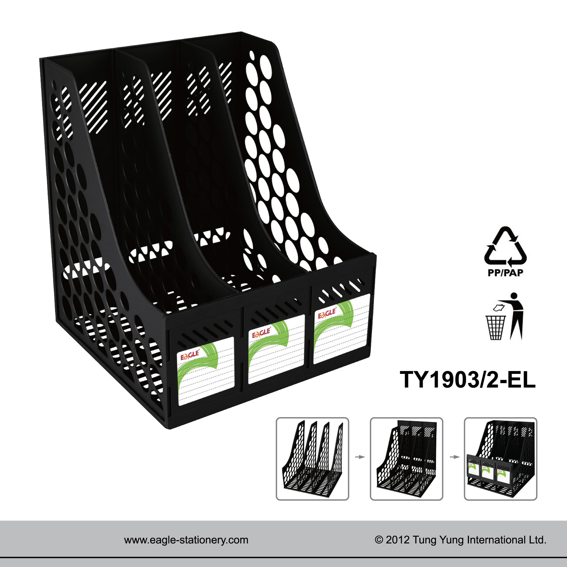 Eagle TY1903-2-EL Stationery Document Foldable Sorting Box 25.5 X 25.8 X 31 CM File Folder Storage Magazine Rack