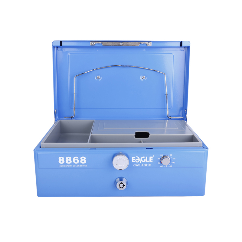 Eagle 8868 Portable Cash Box Money Safe Cash Saving Box All Metal Cash Box with Inner Coins Tray Storage