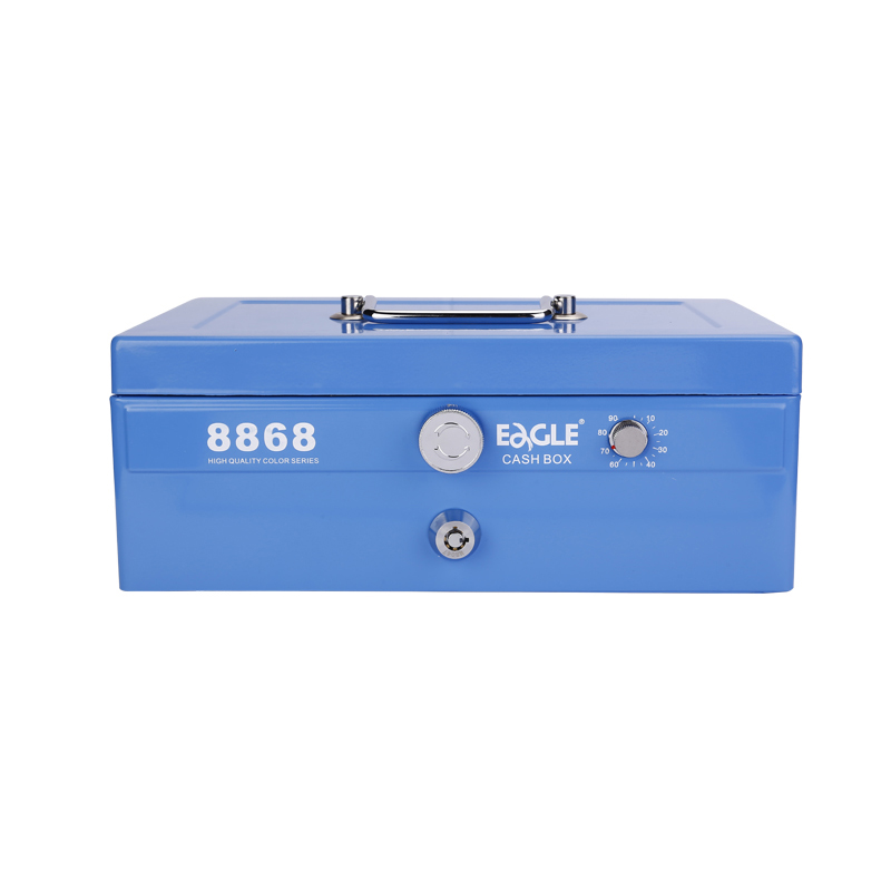 Eagle 8868 Portable Cash Box Money Safe Cash Saving Box All Metal Cash Box with Inner Coins Tray Storage