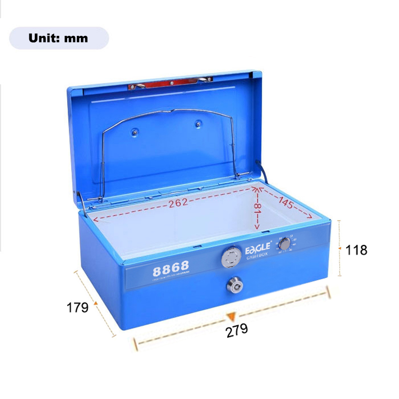 Eagle 8868 Portable Cash Box Money Safe Cash Saving Box All Metal Cash Box with Inner Coins Tray Storage