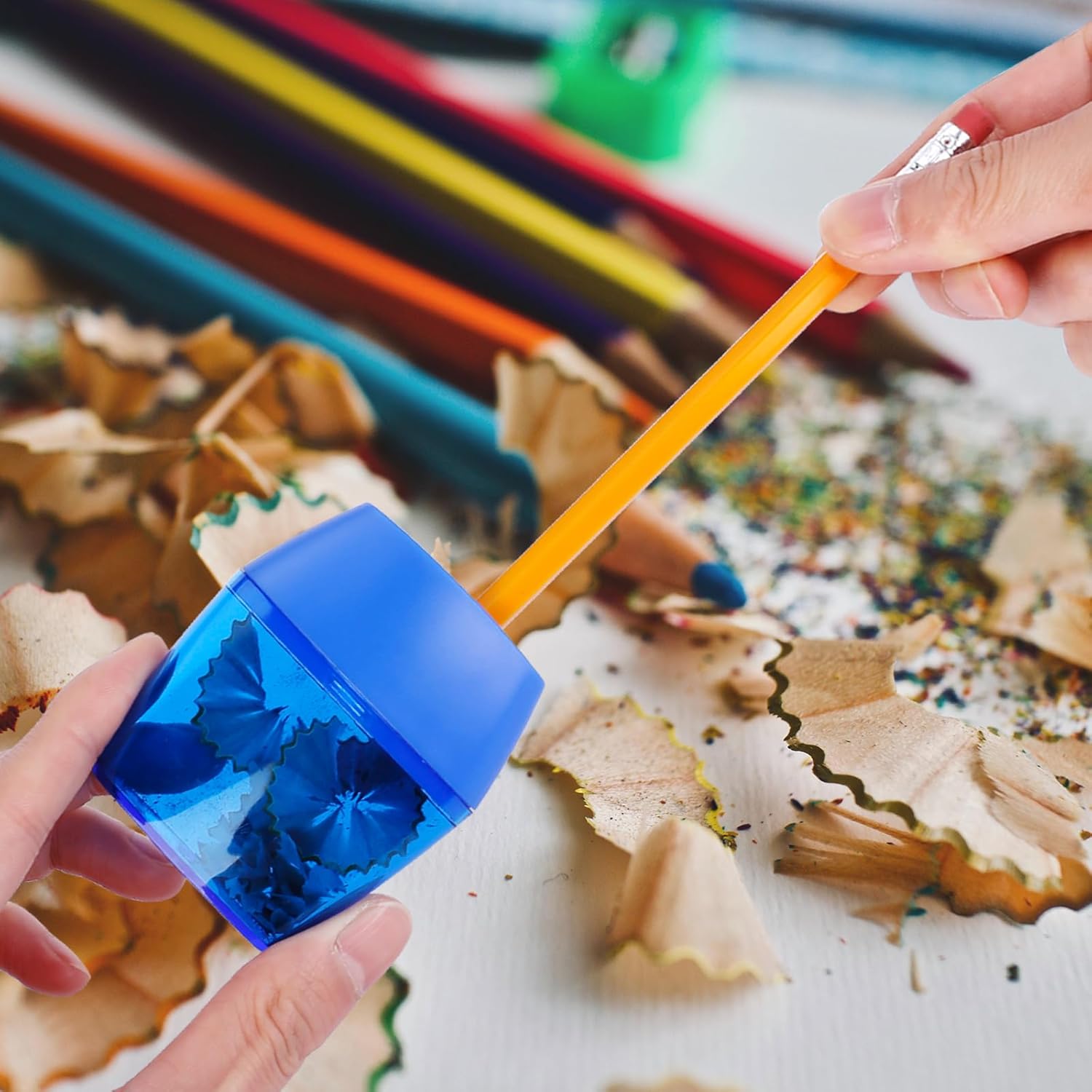 Eagle TYEL8003 Manual Pencil Sharpener Set Dual Hole Design for Home and Classroom and Office