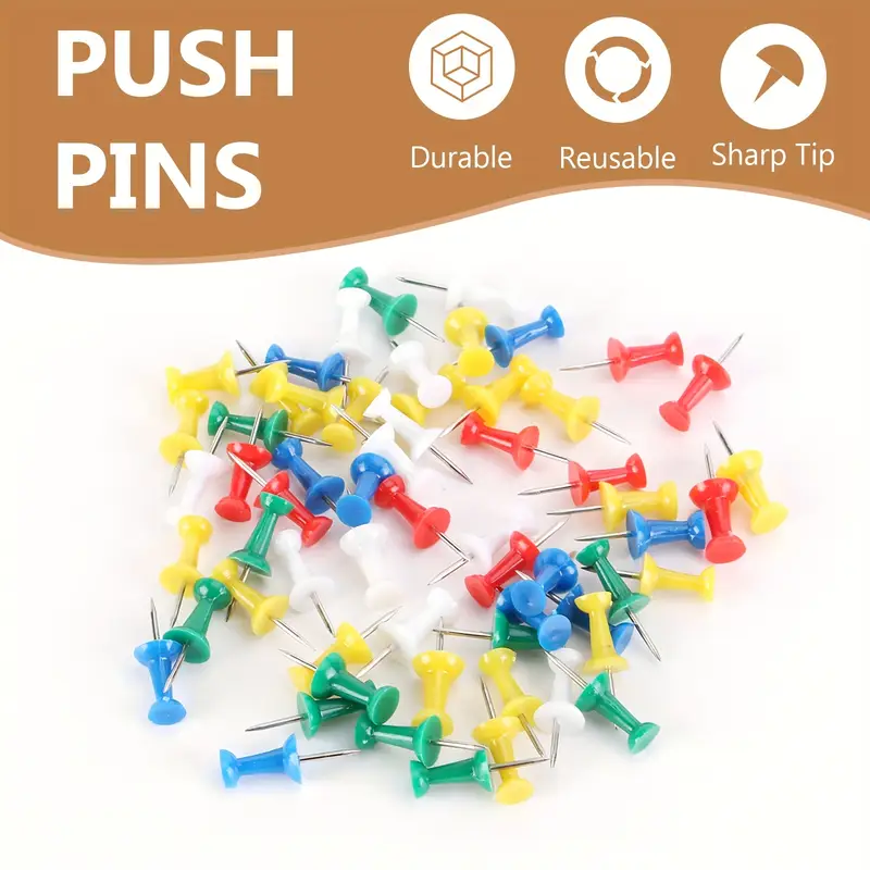 EAGLE SA14C 60pcs Color Push Pins - Assorted Thumb Pins for Office School Usage