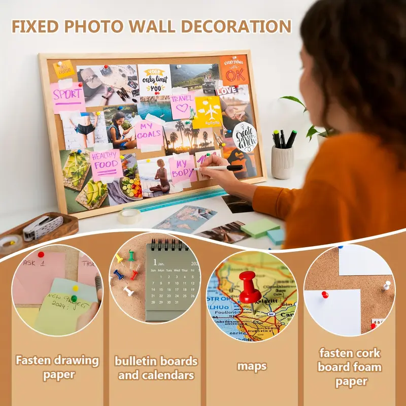 EAGLE SA14C 60pcs Color Push Pins - Assorted Thumb Pins for Office School Usage