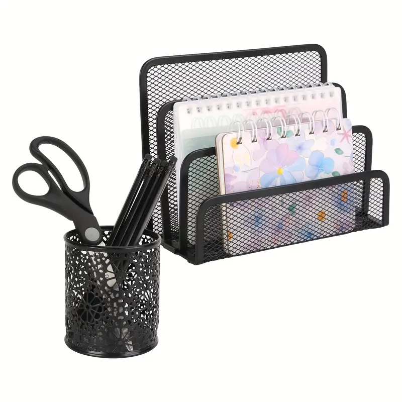 Eagle TY972B Desktop Organizer Set File Organizer Desktop Pen Holder Letter Organizer Metal Grid Folder/Paper Organizer