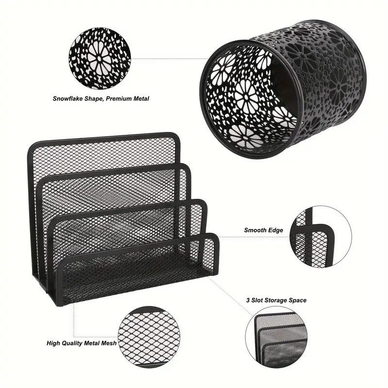 Eagle TY972B Desktop Organizer Set File Organizer Desktop Pen Holder Letter Organizer Metal Grid Folder/Paper Organizer