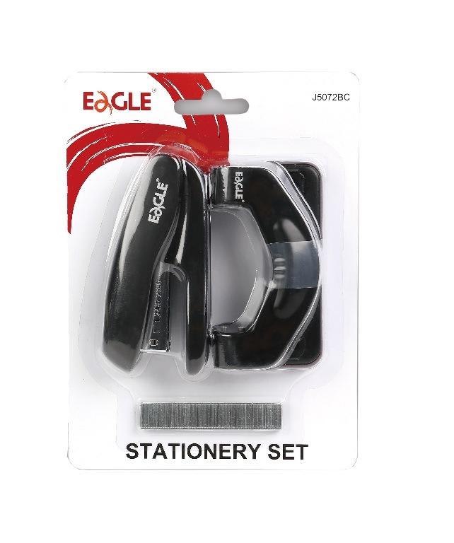 EAGLE J5072BC New Technology Staplers Stationery Product Black Stapler Punch Set for Office Supplies