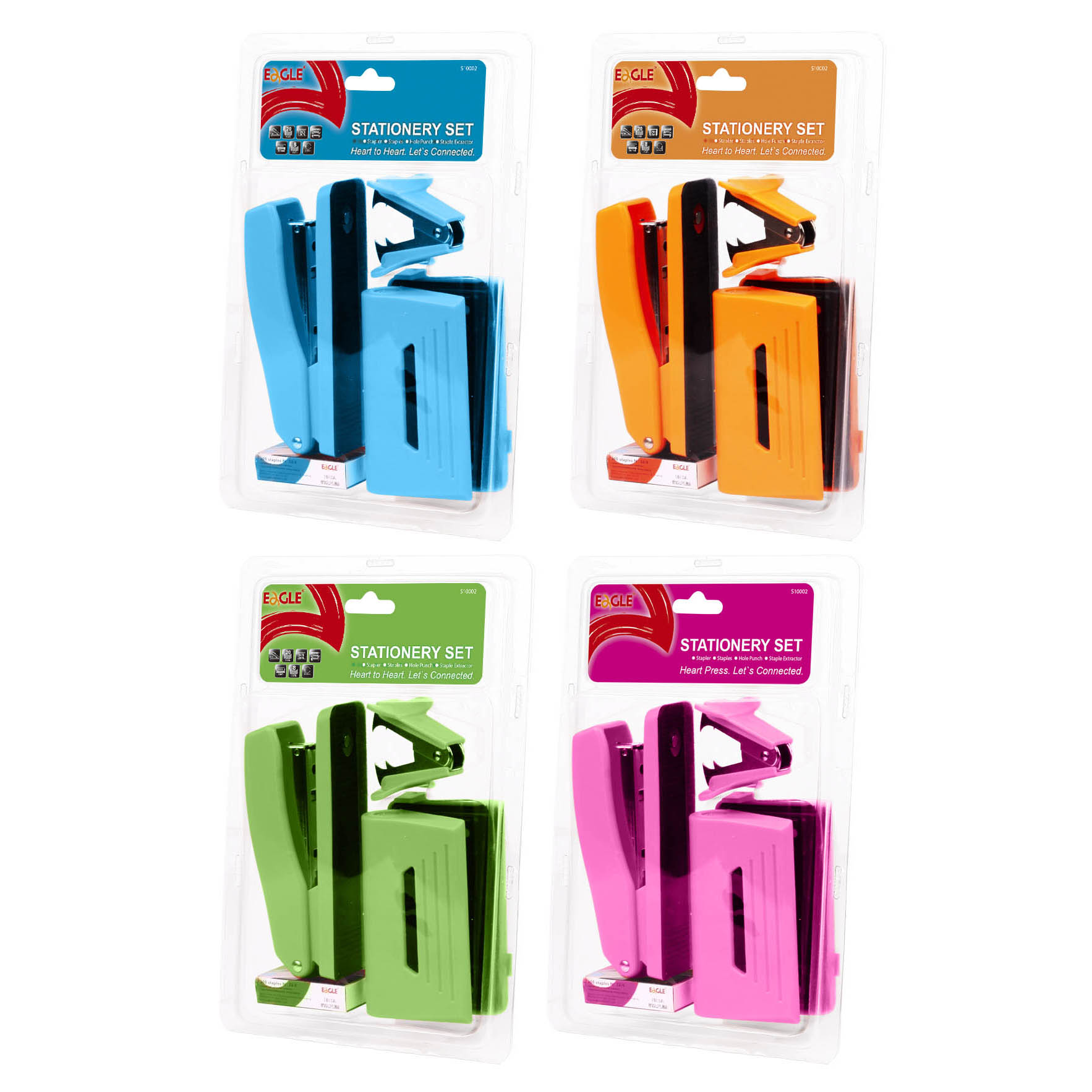 Eagle S10002 School Travel Backpacks Business Stationery Set Office with Holes Punch and Stapler Remover and Staples