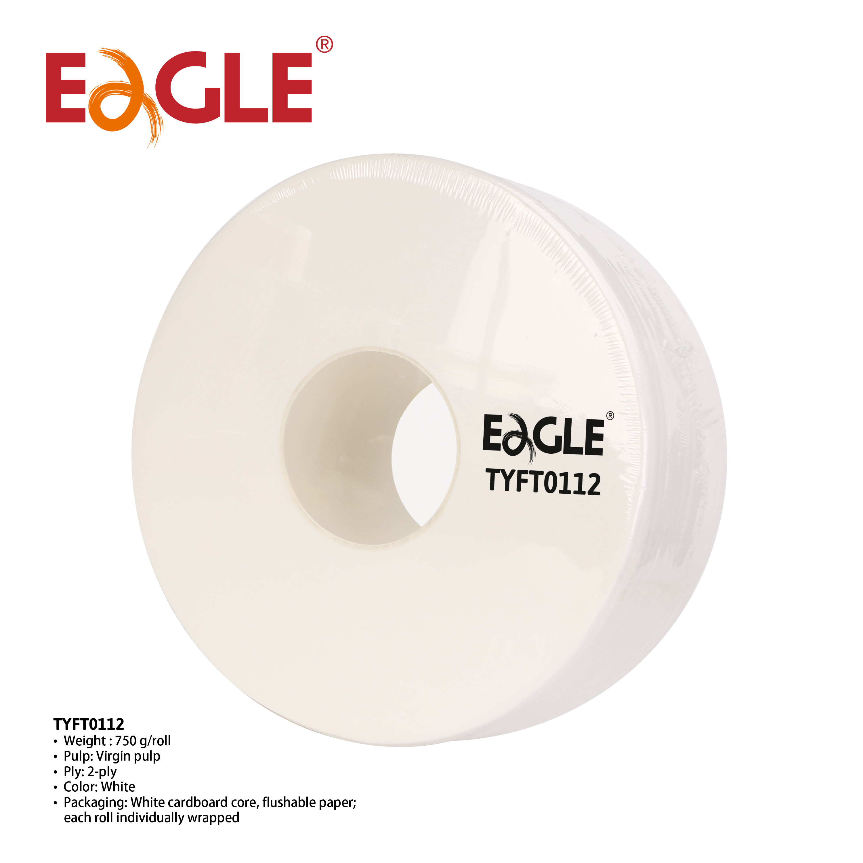 Soft Toilet Paper 2-Ply Flushable Paper 750g per Roll