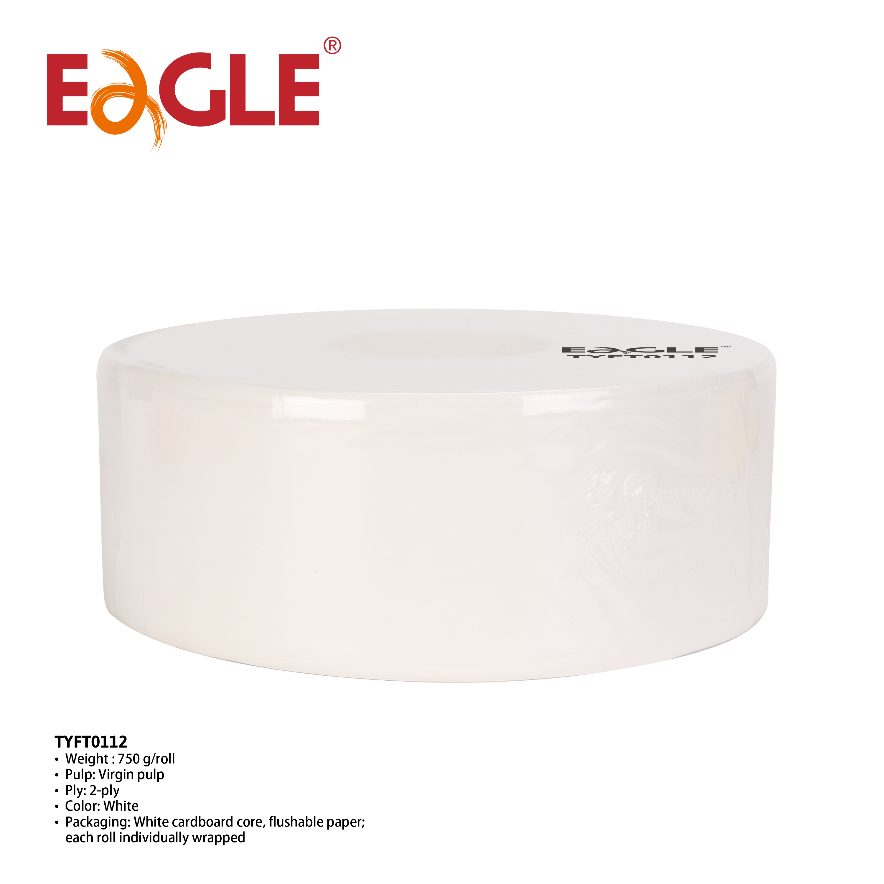 Soft Toilet Paper 2-Ply Flushable Paper 750g per Roll
